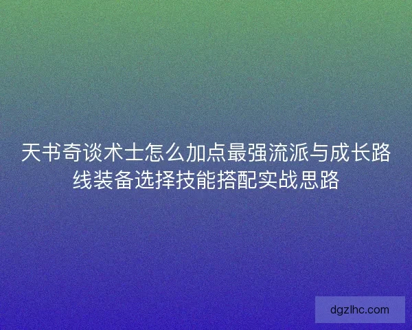 天书奇谈术士怎么加点最强流派与成长路线装备选择技能搭配实战思路